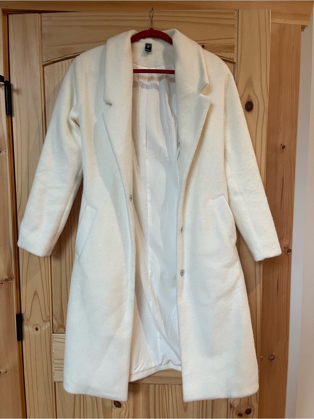 Windsor Cream Long Wool-Blend Trench Coat